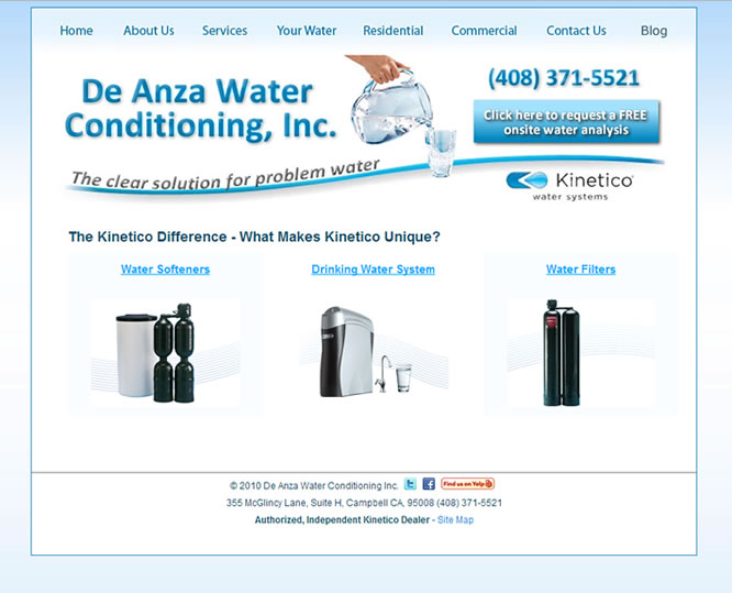 DeAnza Water Conditioning - Web Design San Jose